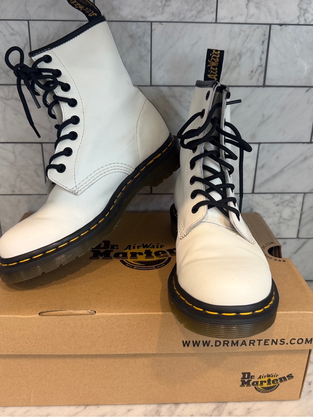 Dr. Martens 1460 white boots size 8